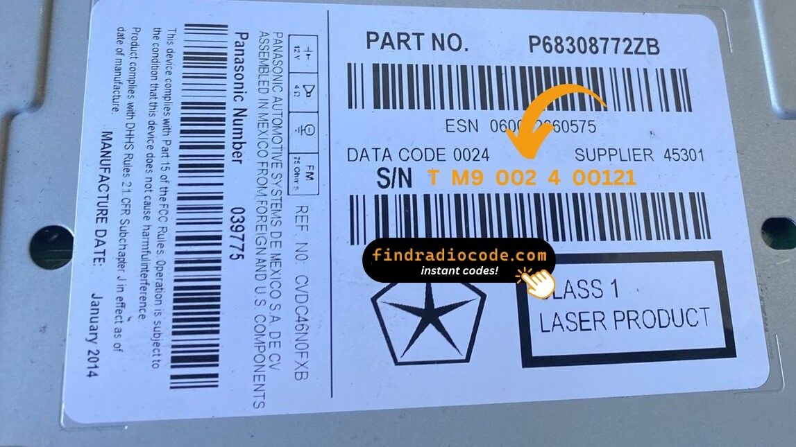 Chrysler Uconnect 8.4 RB4 anti theft unlock using serial number